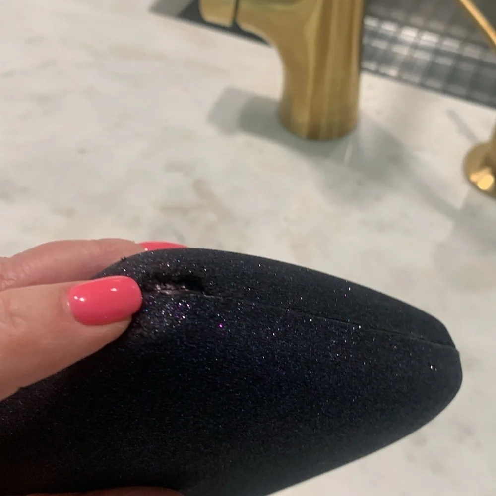 Sondra Roberts Navy Purple Glitter Box Clutch